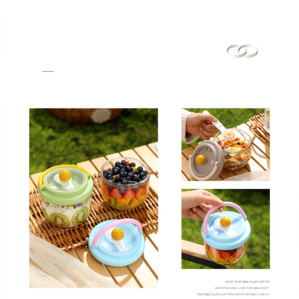Food Prep Snacks - Stijlvolle, draagbare saladecontainer met handvat, geschikt