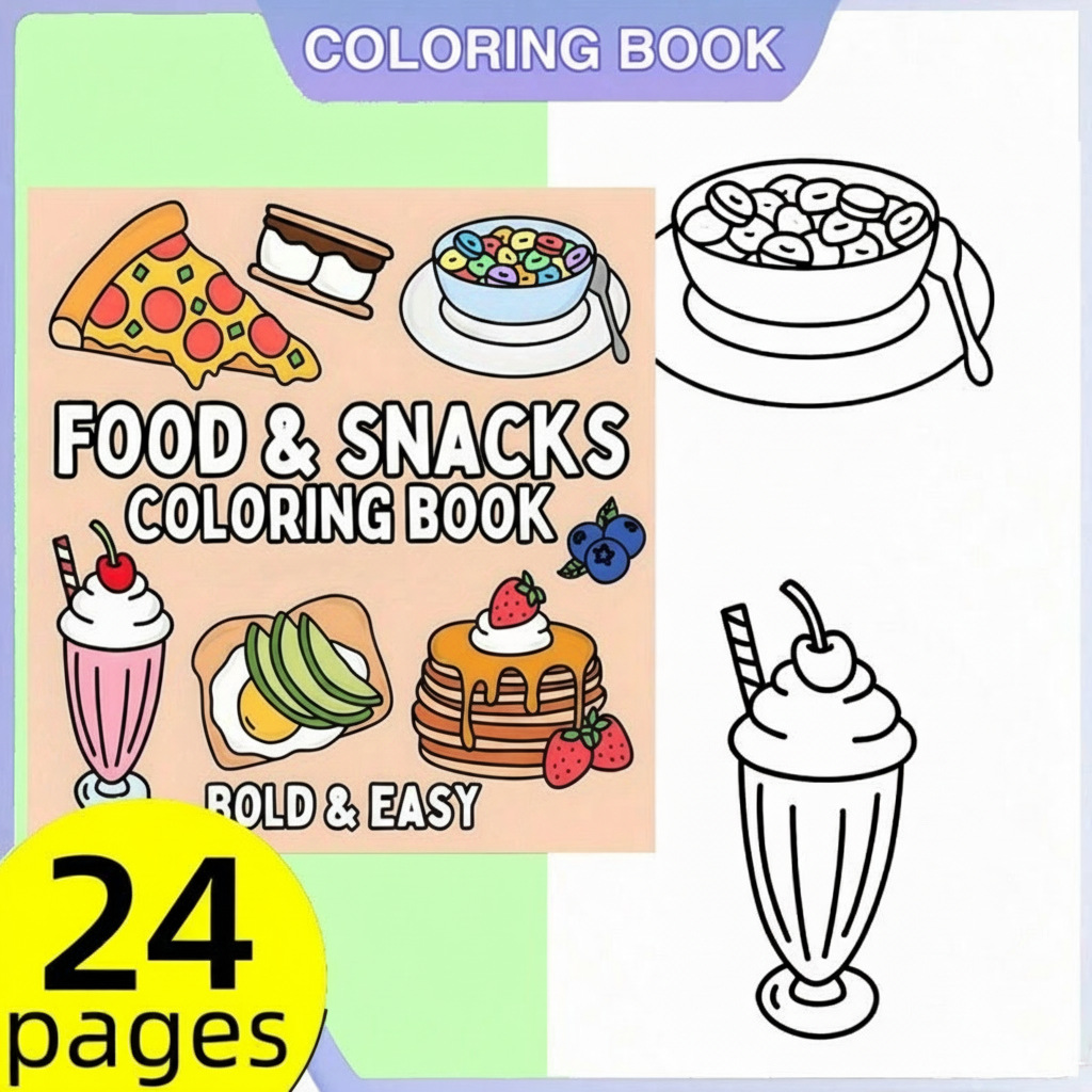 Nieuw kleurboek met voedsel- e - Food Snacks Coloring Book recensie en prijs
